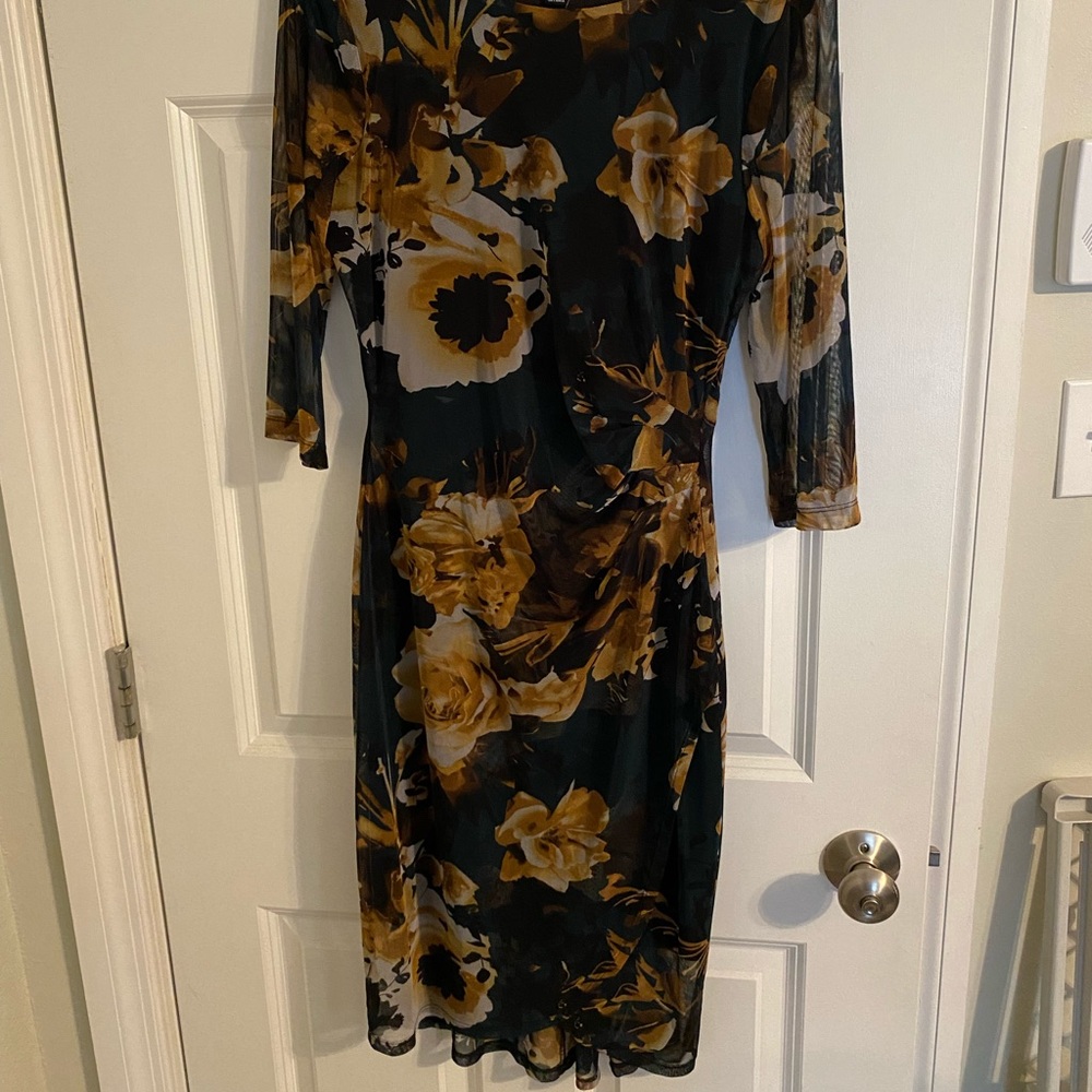 Faux wrap midi dress